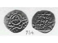 Монета Денга (голова вправо, на обороте надпись)
